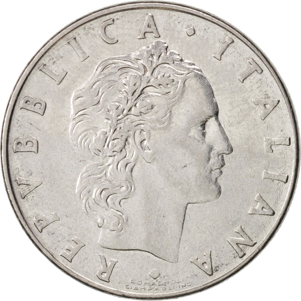 Coin, Italy, 50 Lire, 1977, Rome, EF(40-45), Stainless Steel, KM:95.1