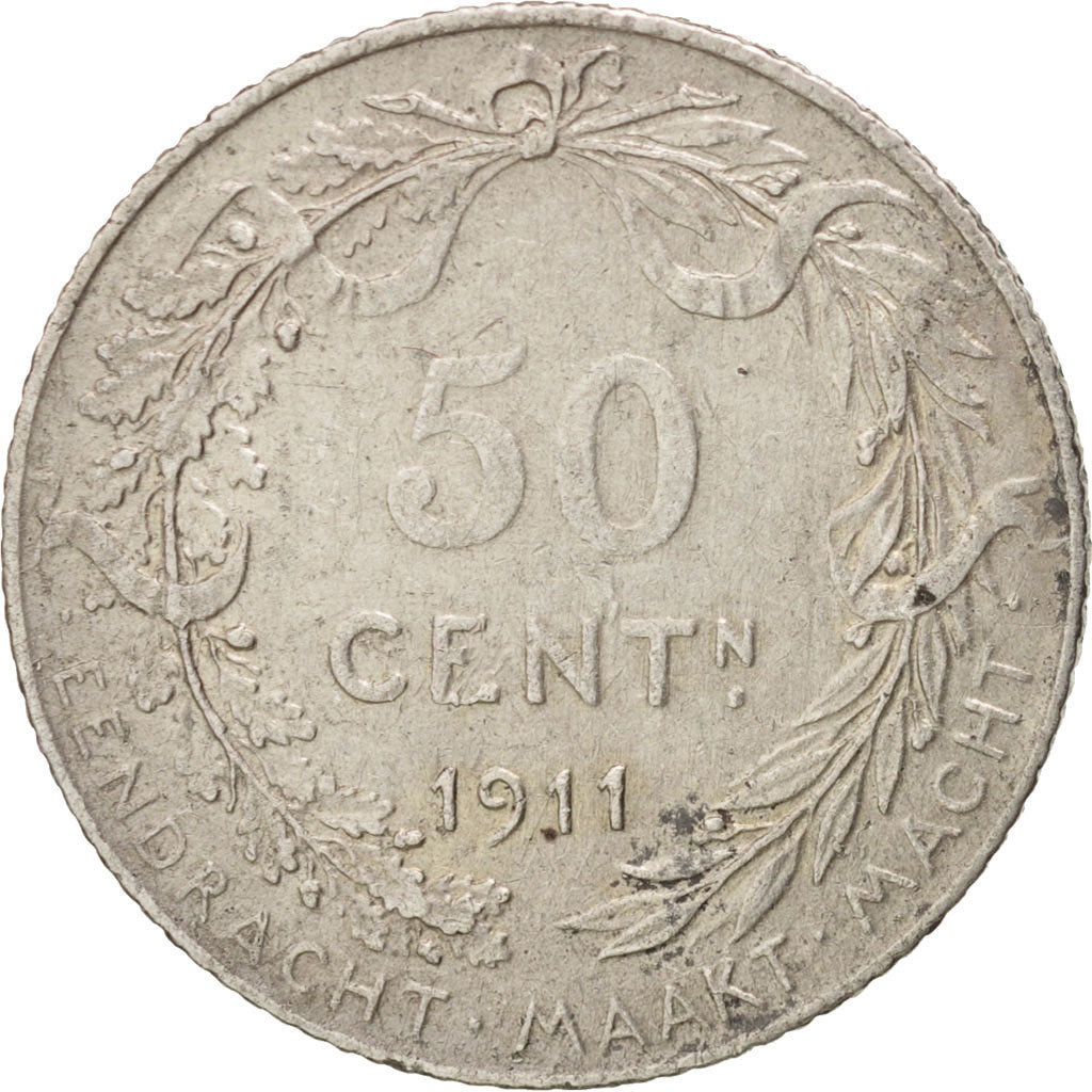 Belgien, 50 Centimes, 1911, AU(50-53), Silver, KM:71