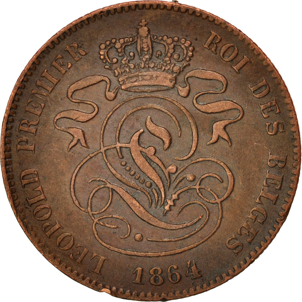 Coin, Belgium, Leopold I, 2 Centimes, 1864, EF(40-45), Copper, KM:4.2