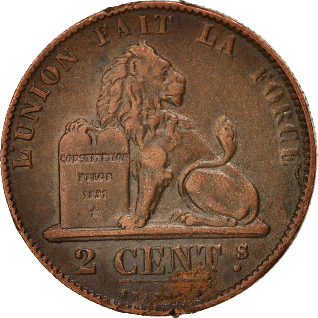 Coin, Belgium, Leopold I, 2 Centimes, 1864, EF(40-45), Copper, KM:4.2