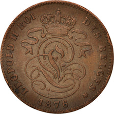 Belgium, Leopold II, 2 Centimes, 1876, EF(40-45), Copper, KM:35.1
