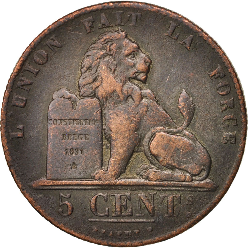 Coin, Belgium, Leopold I, 5 Centimes, 1837, VF(30-35), Copper, KM:5.1
