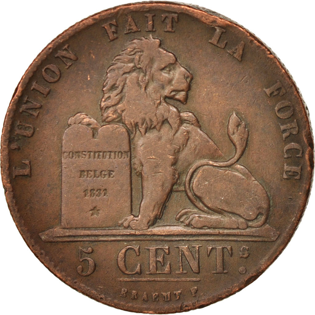 Belgium, Leopold I, 5 Centimes, 1850, VF(30-35), Copper, KM:5.1