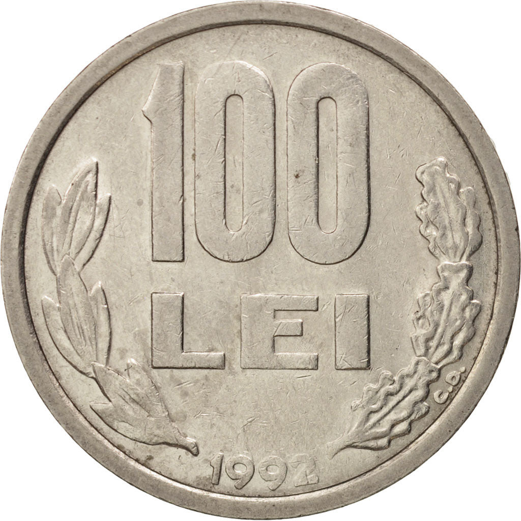 Coin, Romania, 100 Lei, 1992, AU(50-53), Nickel plated steel, KM:111