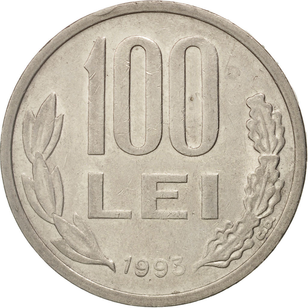 Romania, 100 Lei, 1993, AU(50-53), Nickel plated steel, KM:111