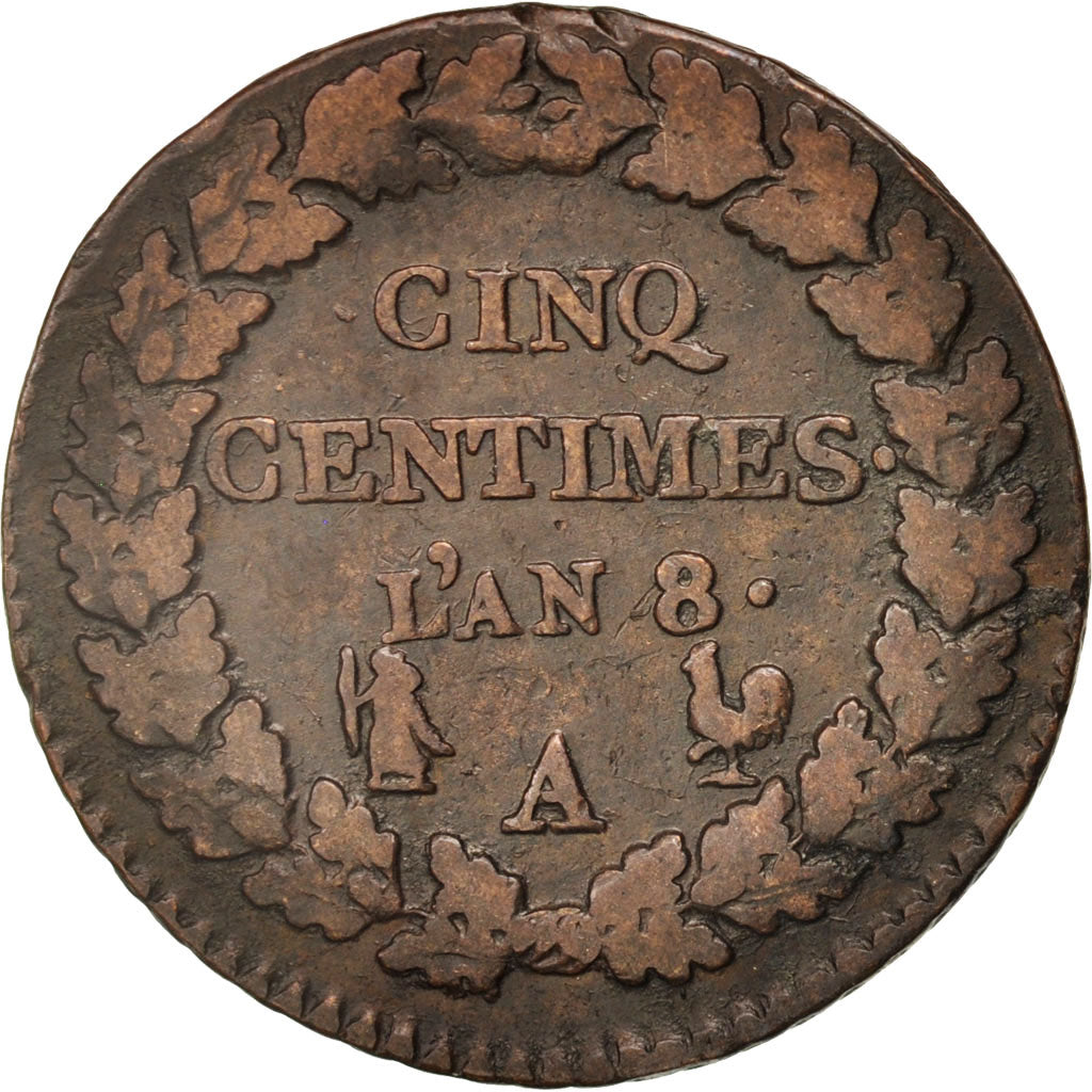 France, Dupré, 5 Centimes, 1799, Paris, VF(30-35), Bronze, KM:640.1