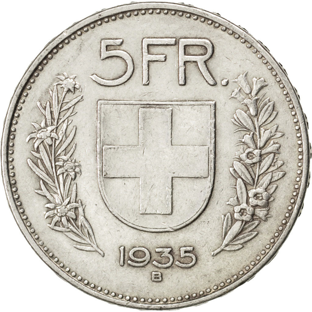 Coin, Switzerland, 5 Francs, 1935, Bern, EF(40-45), Silver, KM:40