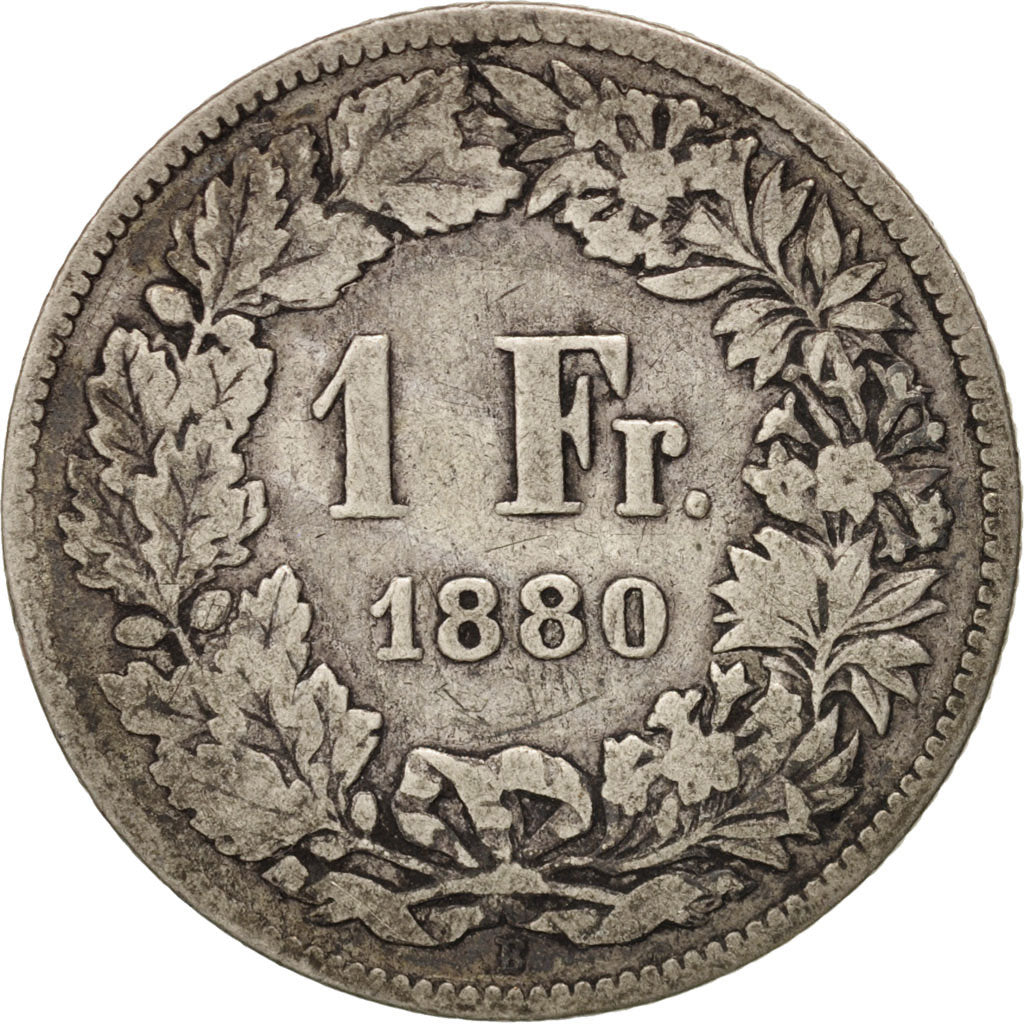 Coin, Switzerland, Franc, 1880, Bern, VF(20-25), Silver, KM:24