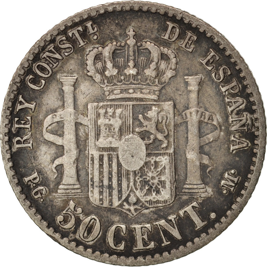 Spain, Alfonso XIII, 50 Centimos, 1892, Madrid, EF(40-45), Silver, KM:690