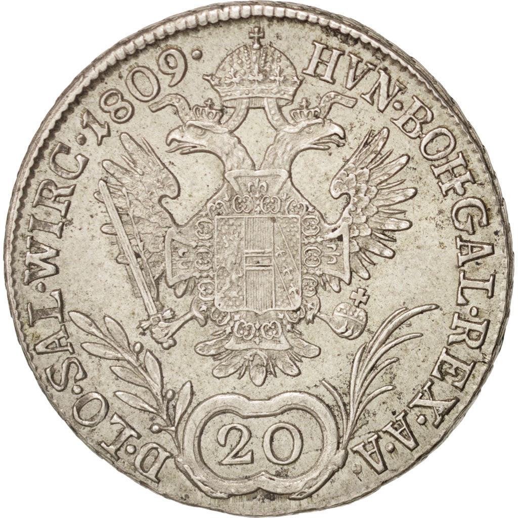 Austria, Ferdinand I, 20 Kreuzer, 1809, Vienne, AU(50-53), Silver, KM:2141