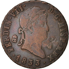 Spanien, Ferdinand VII, 4 maravedis, 1833, Segovia, VF(30-35), Copper, KM:489.2
