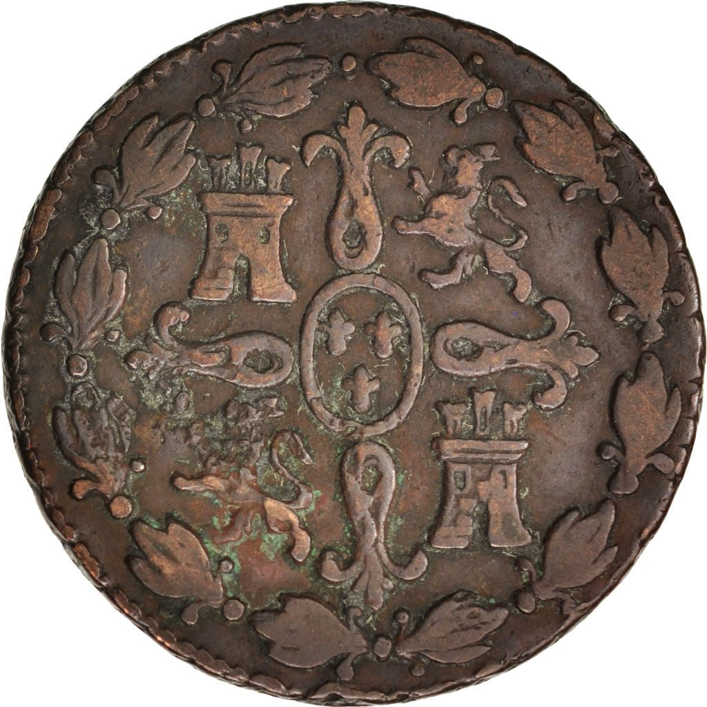 Spain, Ferdinand VII, 4 maravedis, 1833, Segovia, VF(30-35), Copper, KM:489.2