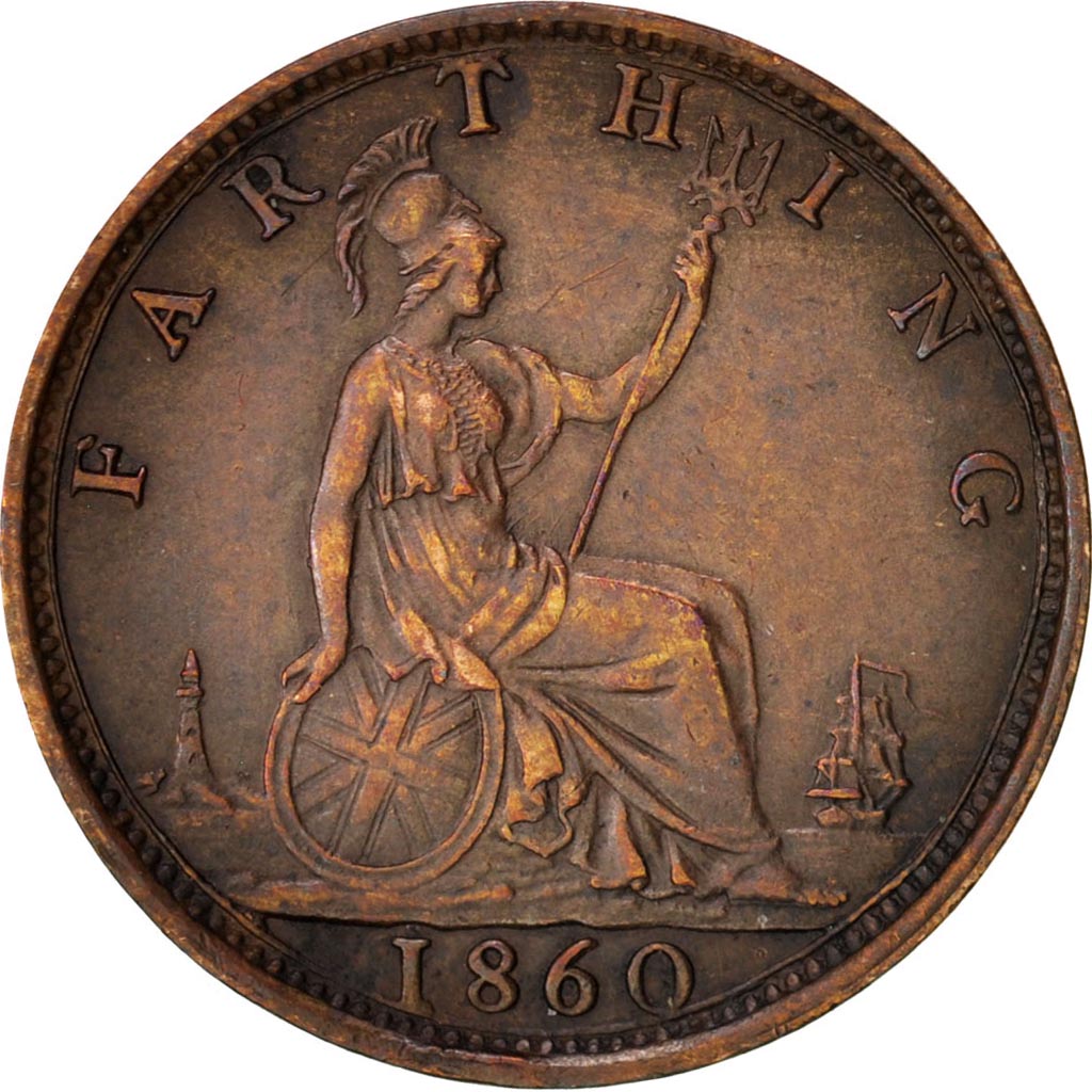 Munten, Groot Bretagne, Victoria, Farthing, 1860, ZF+, Bronze, KM:747.1