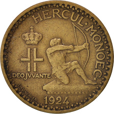 Monaco, Louis II, Franc, 1924, EF(40-45), Aluminum-Bronze, KM:111
