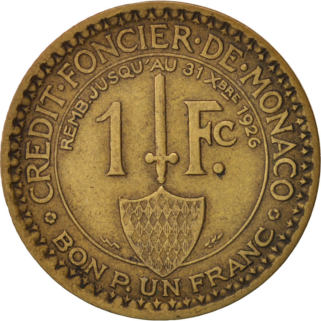 Monaco, Louis II, Franc, 1924, EF(40-45), Aluminum-Bronze, KM:111