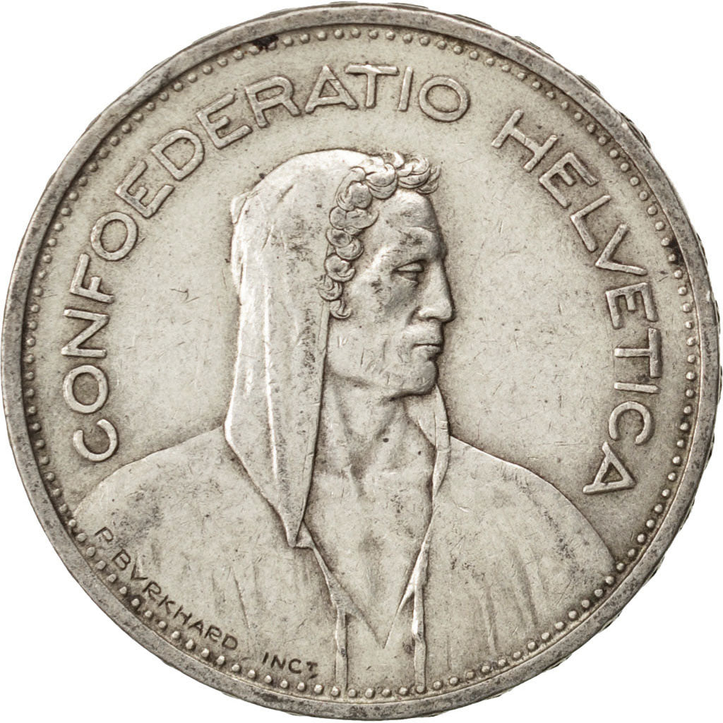 SWITZERLAND, 5 Francs, 1937, Bern, KM #40, EF(40-45), Silver, 31.45, 15.03
