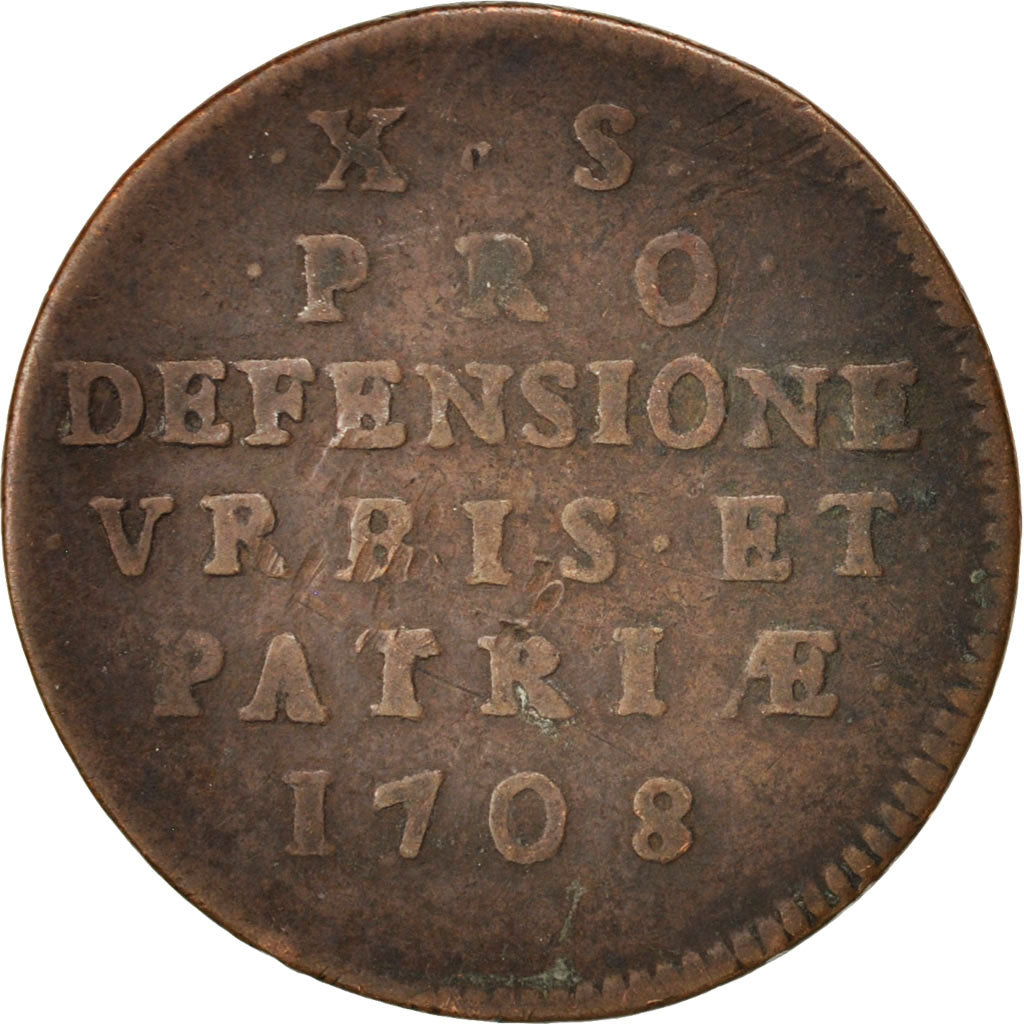 FRENCH STATES, LILLE, 10 Sols, 1708, Lille, VF(20-25), Copper, KM:6