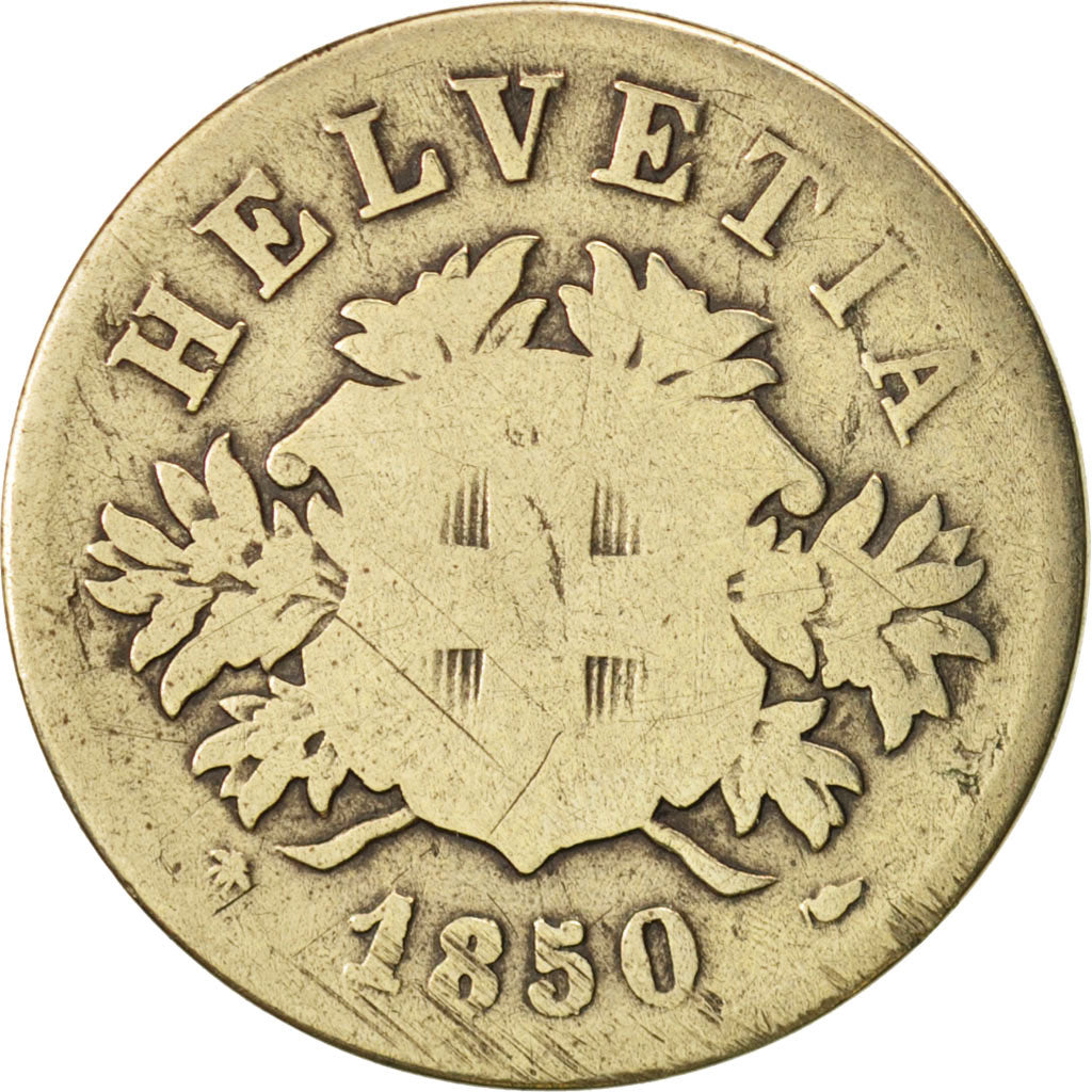 Coin, Switzerland, 20 Rappen, 1850, F(12-15), Billon, KM:7