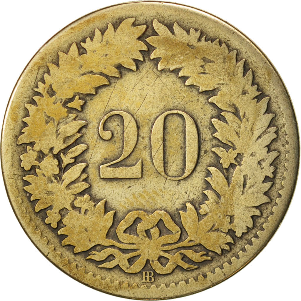 Coin, Switzerland, 20 Rappen, 1850, F(12-15), Billon, KM:7
