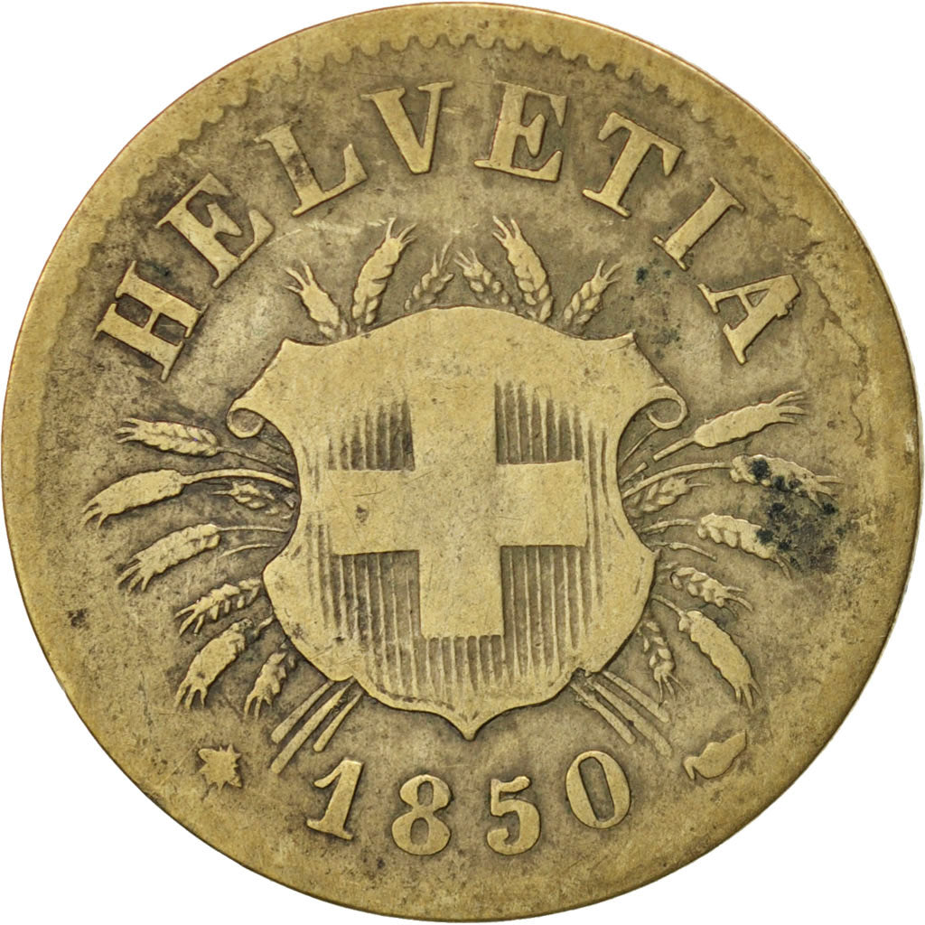 Switzerland, 5 Rappen, 1850, VF(20-25), Billon, KM:5