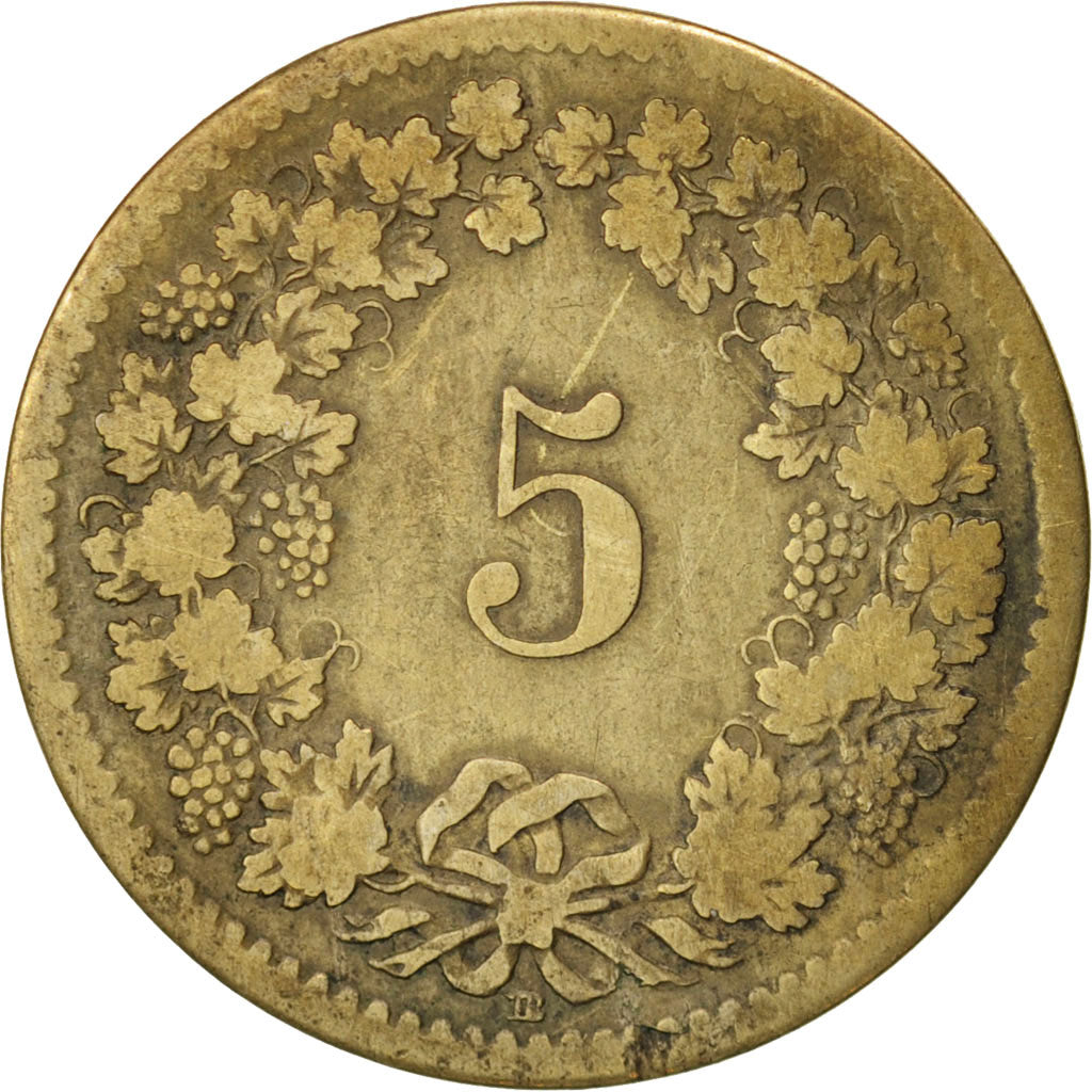 Switzerland, 5 Rappen, 1850, VF(20-25), Billon, KM:5