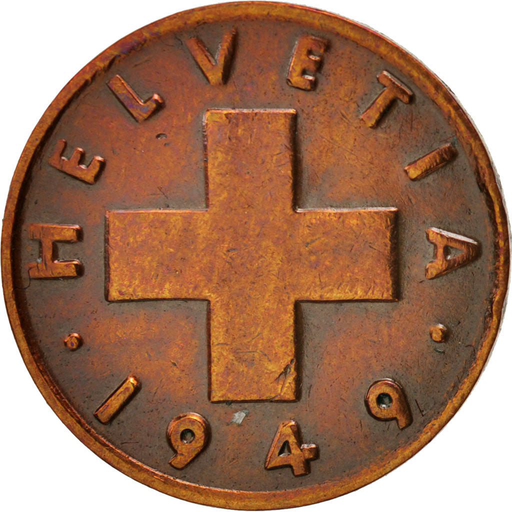 Coin, Switzerland, Rappen, 1949, Bern, AU(55-58), Bronze, KM:46