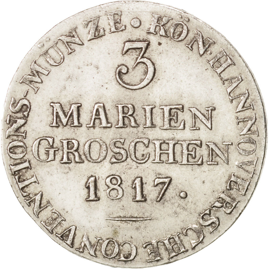 German States, HANNOVER, George III, 3 Mariengroschen, 1817, MS(60-62), Silver