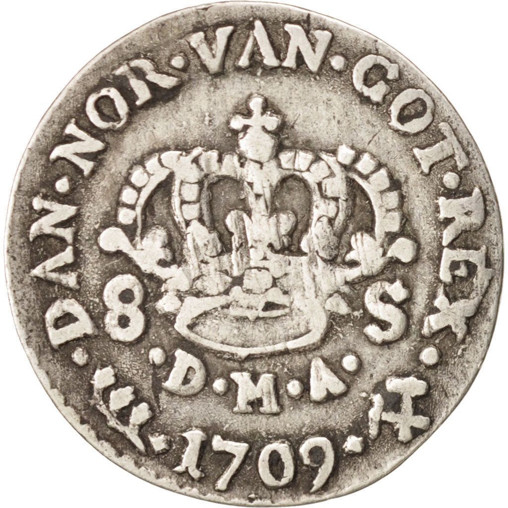 Denmark, Frederik IV, 8 Skilling, 1709, Copenhagen, EF(40-45), Silver, KM:470