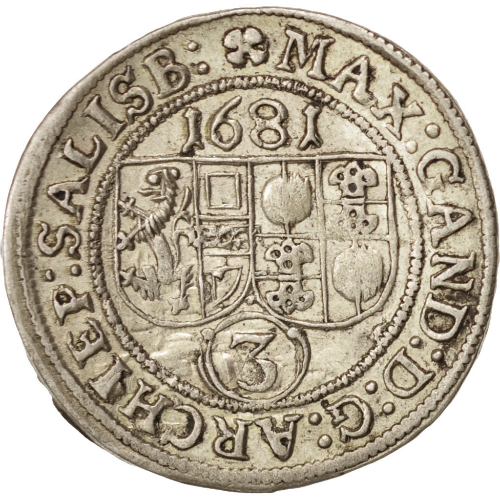 Österreich, 3 Kreuzer, 1681, Salzburg, AU(50-53), Silver