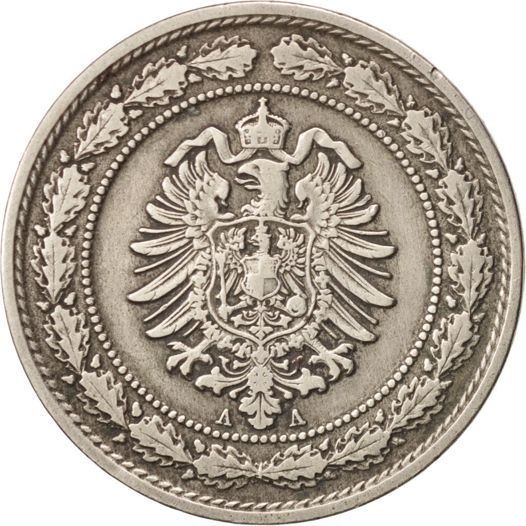 GERMANY - EMPIRE, Wilhelm I, 20 Pfennig, 1888, Berlin, AU(50-53)