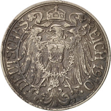 Coin, GERMANY - EMPIRE, Wilhelm II, 25 Pfennig, 1910, AU(50-53), Nickel, KM:18