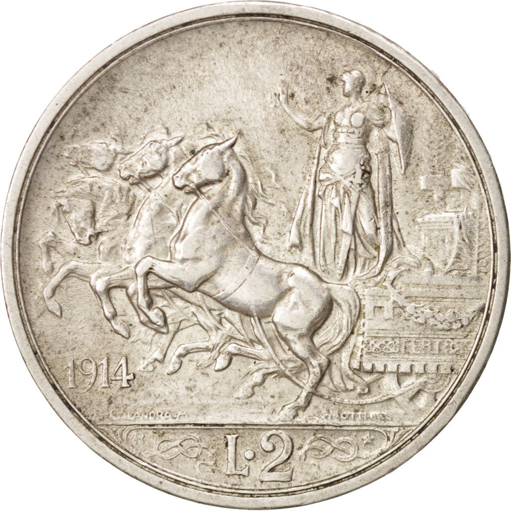 Italia, Vittorio Emanuele III, 2 Lire, 1914, Rome, BB+, Argento, KM:55