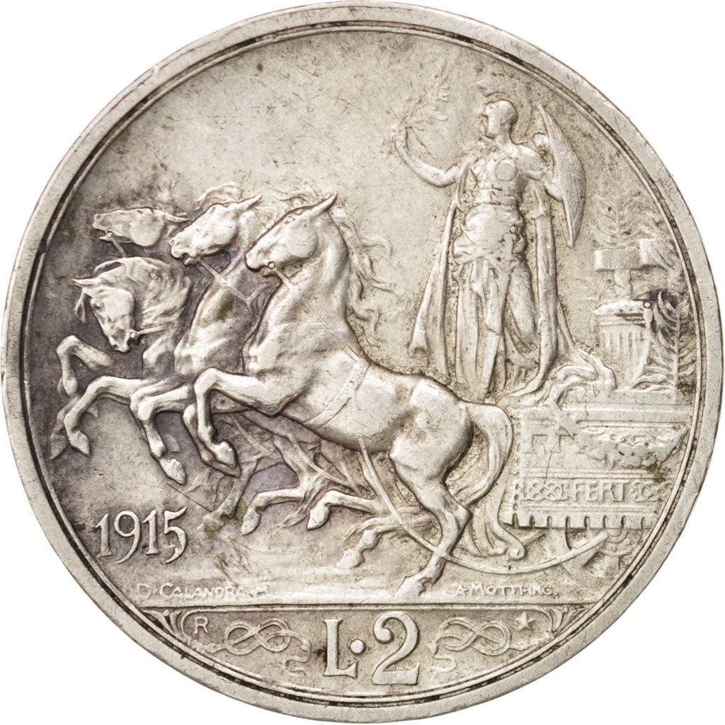Coin, Italy, Vittorio Emanuele III, 2 Lire, 1915, Rome, AU(50-53), Silver, KM:55