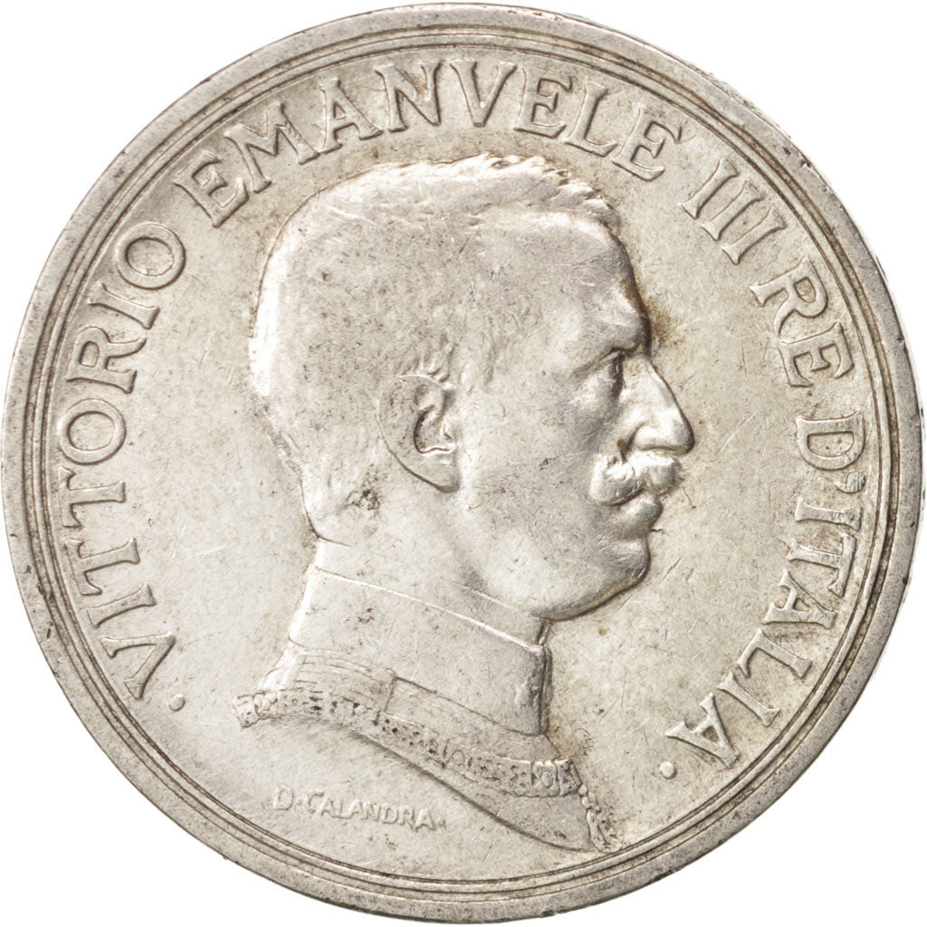 Italy, Vittorio Emanuele III, 2 Lire, 1915, Rome, AU(50-53), Silver, KM:55