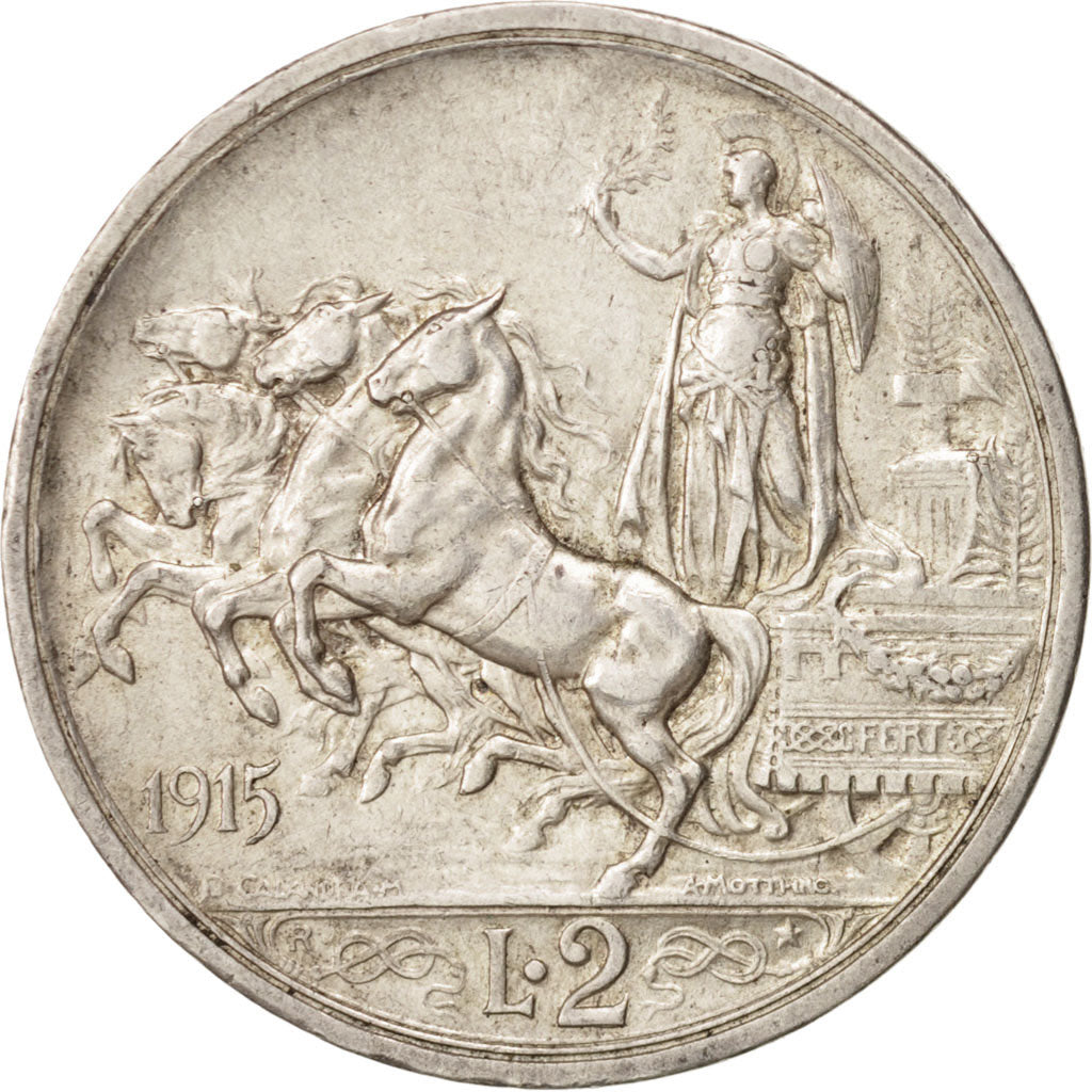 Coin, Italy, Vittorio Emanuele III, 2 Lire, 1915, Rome, AU(50-53), Silver, KM:55