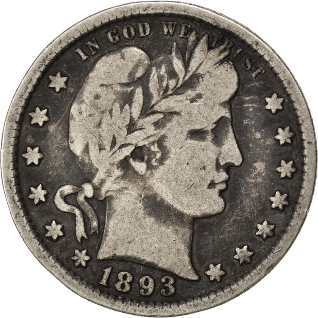 Stati Uniti, Barber Quarter, Quarter, 1893, U.S. Mint, New Orleans, MB+, Arge...