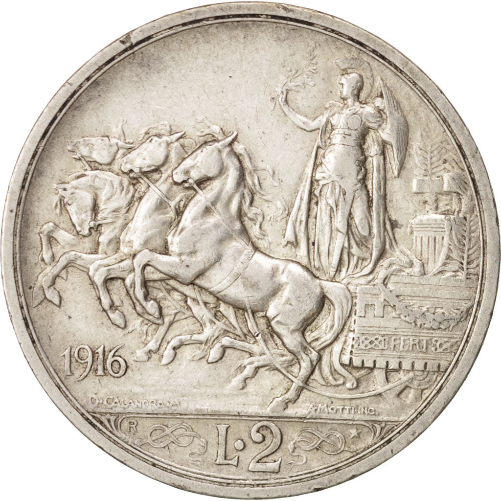 Coin, Italy, Vittorio Emanuele III, 2 Lire, 1916, Rome, EF(40-45), Silver, KM:55