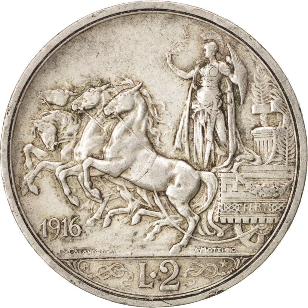 Italy, Vittorio Emanuele III, 2 Lire, 1916, Rome, EF(40-45), Silver, KM:55