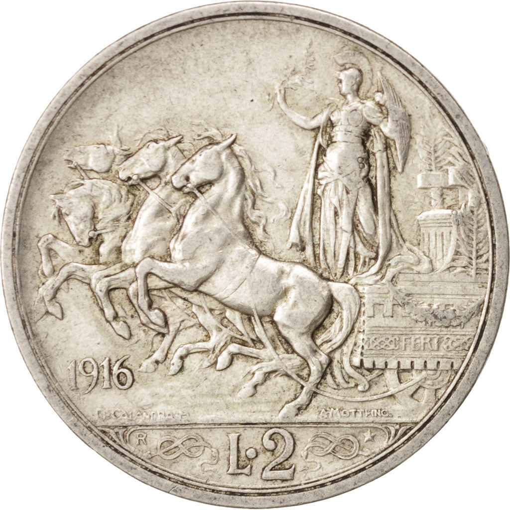 Moneta, Italia, Vittorio Emanuele III, 2 Lire, 1916, Rome, BB, Argento, KM:55