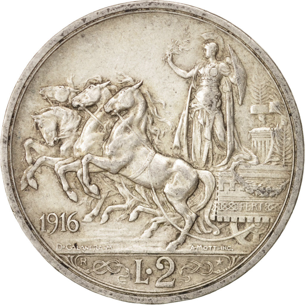 Coin, Italy, Vittorio Emanuele III, 2 Lire, 1916, Rome, EF(40-45), Silver, KM:55