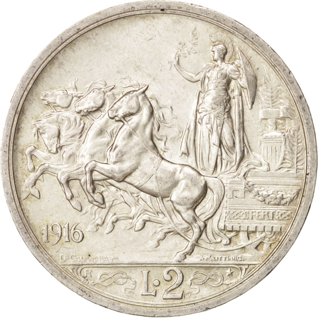 Italie, Vittorio Emanuele III, 2 Lire, 1916, Rome, SUP, Argent, KM:55