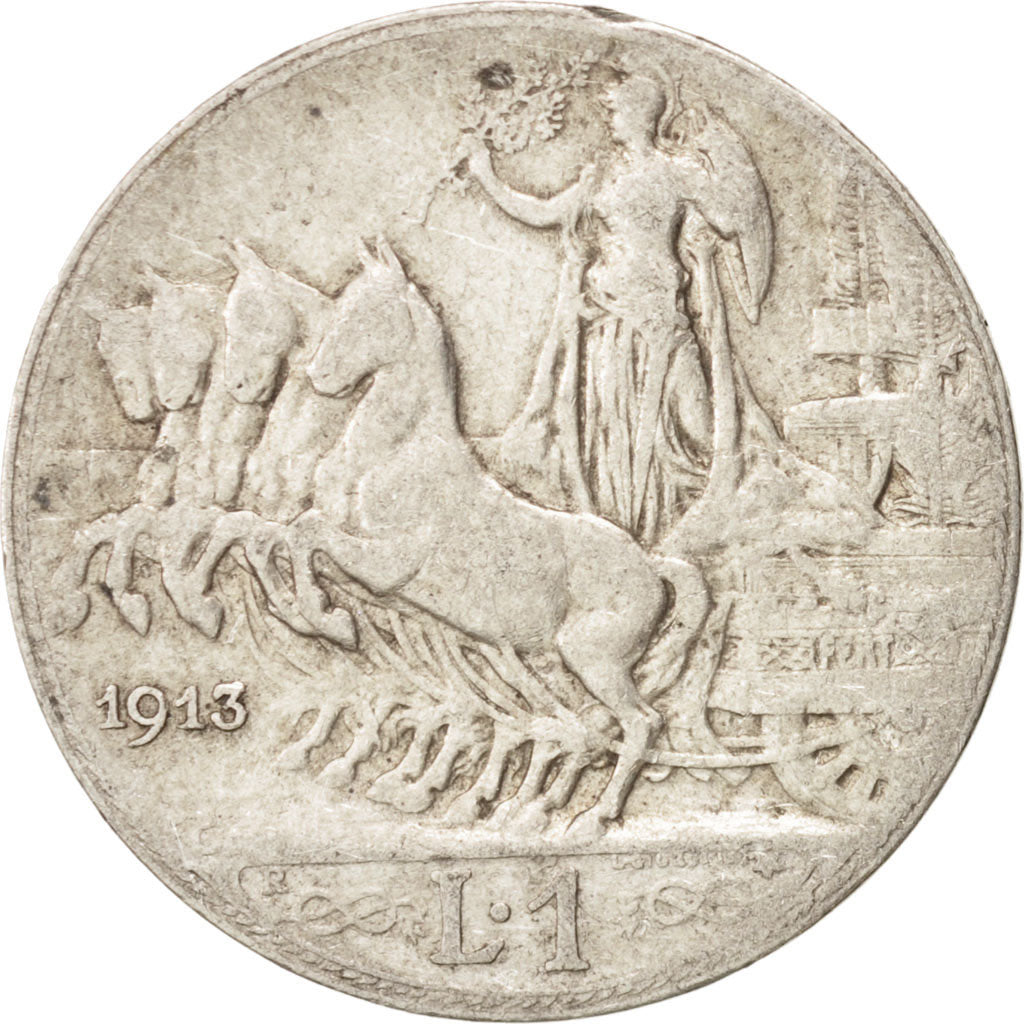 Italy, Vittorio Emanuele III, Lira, 1913, Rome, F(12-15), Silver, KM:45