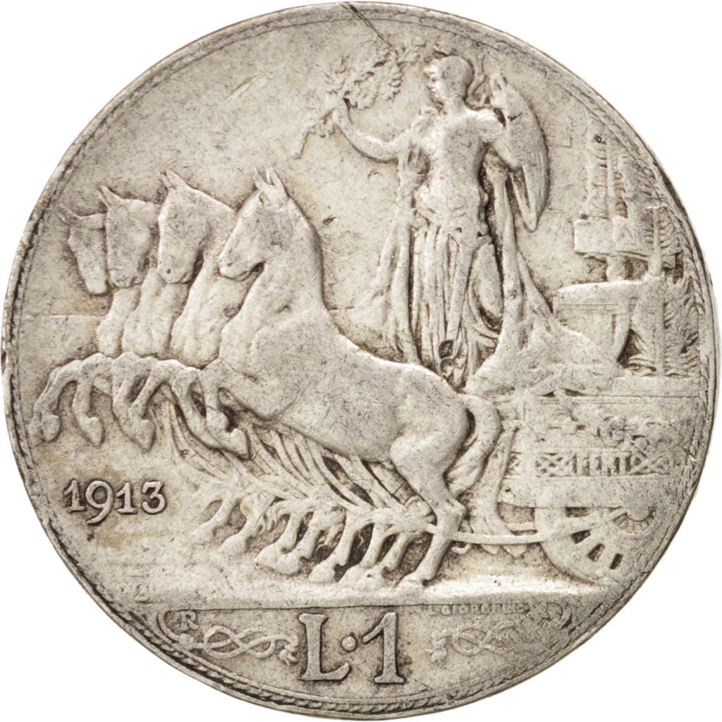 Italy, Vittorio Emanuele III, Lira, 1913, Rome, F(12-15), Silver, KM:45
