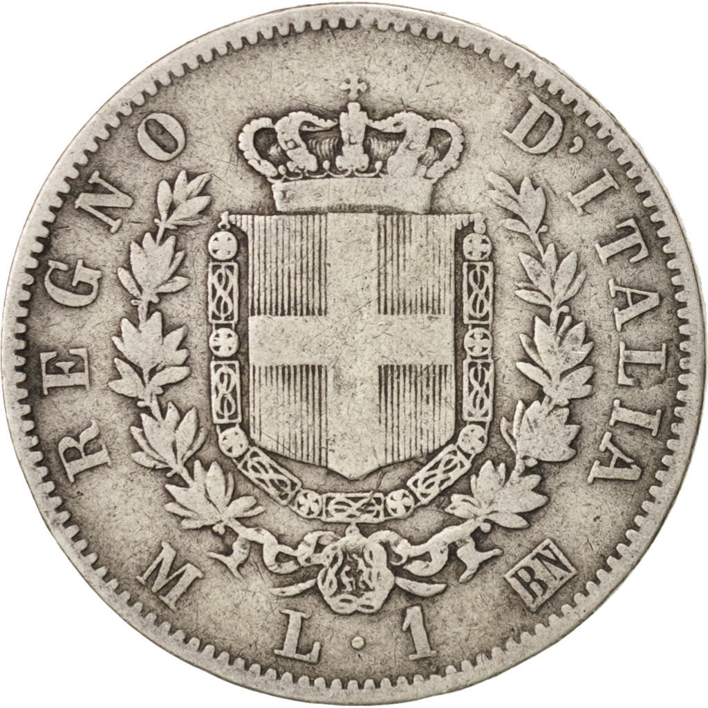 Munten, Italië, Vittorio Emanuele II, Lira, 1863, Milan, FR+, Zilver, KM:5a.1