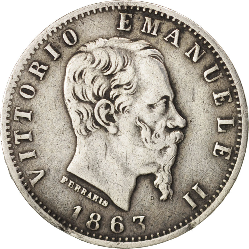 Coin, Italy, Vittorio Emanuele II, 20 Centesimi, 1863, Milan, EF(40-45), Silver