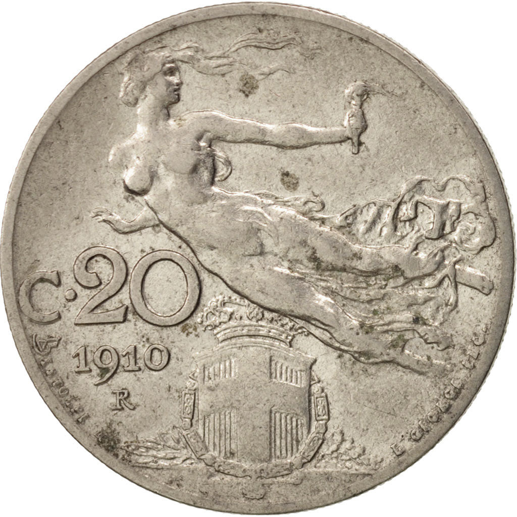 Coin, Italy, Vittorio Emanuele III, 20 Centesimi, 1910, Rome, EF(40-45), Nickel