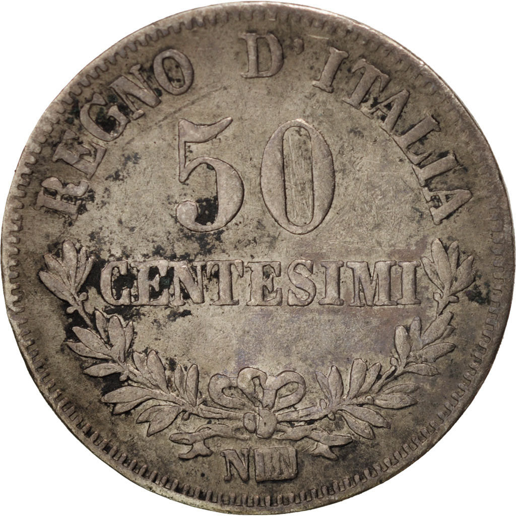 Moneta, Italia, Vittorio Emanuele II, 50 Centesimi, 1863, Naples, BB, Argento