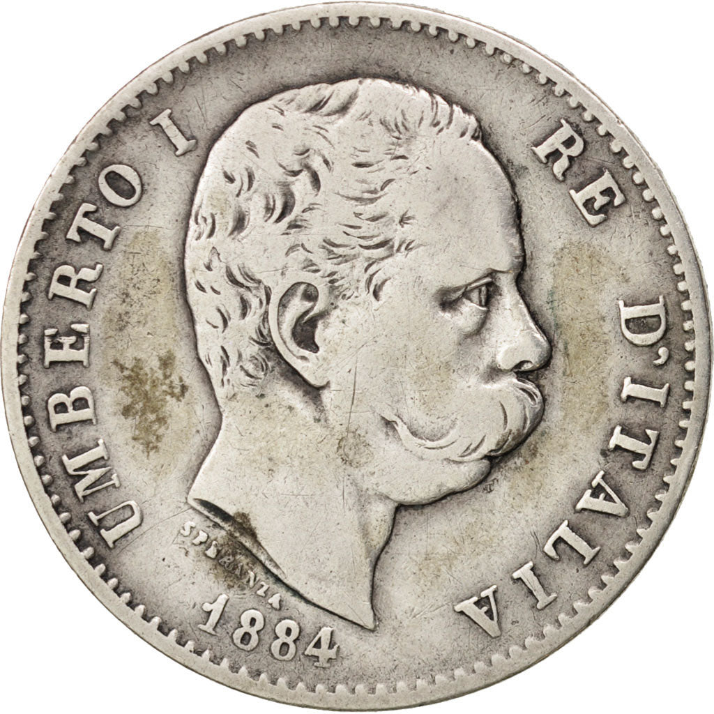 Coin, Italy, Umberto I, Lira, 1884, Rome, VF(30-35), Silver, KM:24.1