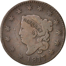 États-Unis, Coronet Cent, Cent, 1817, U.S. Mint, Philadelphia, TB, Cuivre