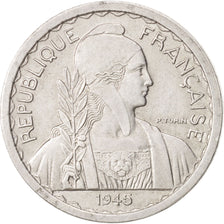 FRENCH INDO-CHINA, 10 Cents, 1945, Paris, AU(55-58), Aluminum, KM:28.1